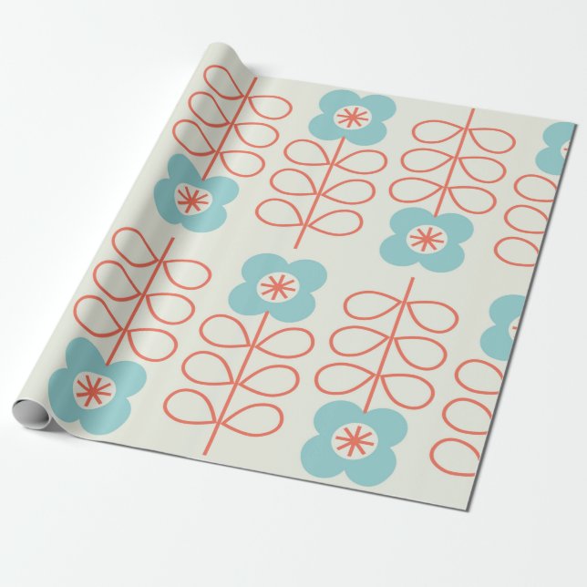 Papier Cadeau Motif fleurie géométrique sans couture. Style nord (Déroulé)