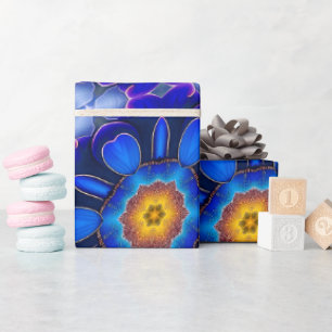 Papier Cadeau Motif Fleurs bleues Abstraites
