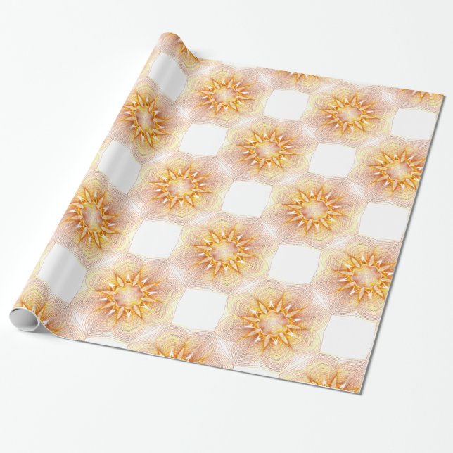 Papier Cadeau Motif Fleurs Jaunes Et Oranges (Déroulé)