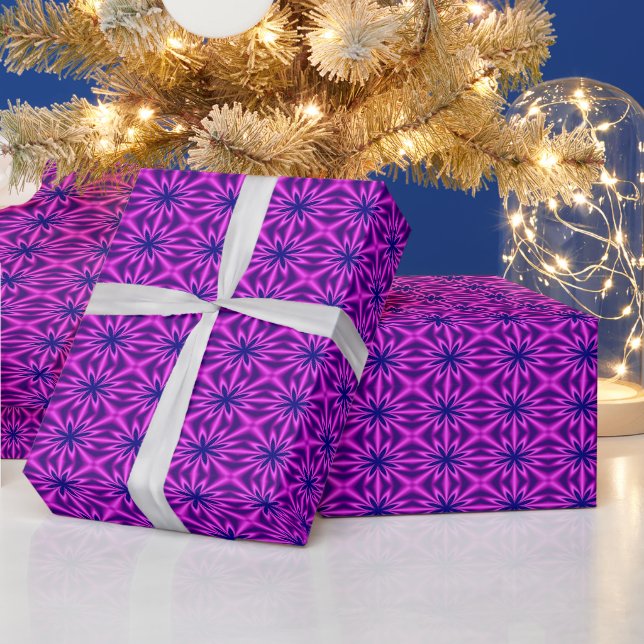 Papier Cadeau Motif Floral Abstrait Rose Et Violet (Vacances)