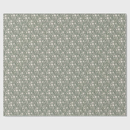 Papier Cadeau Motif floral aquarelle romantique Deep Sage
