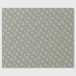 Papier Cadeau Motif floral aquarelle romantique vert sauge profo