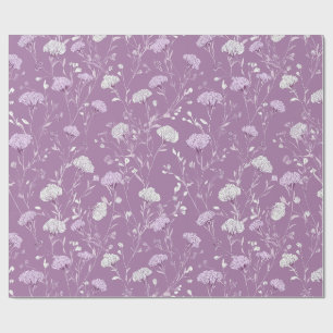 Papier Cadeau Motif floral blanc lavande violet clair