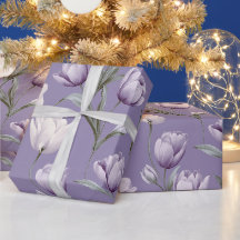 Motif floral blanc tulipe lavande moderne