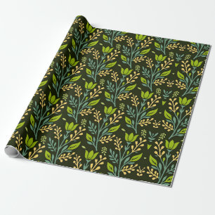 Papier Cadeau Motif floral bleu et beige sophistiqué