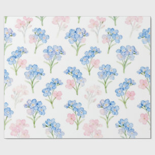 Papier Cadeau Motif floral bleu et rose