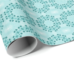 Papier Cadeau Motif floral, bleu Turquoise