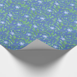 Papier Cadeau Motif floral bleu vert de style campagnard Periwin