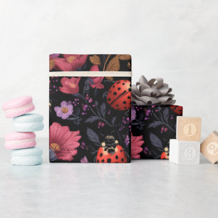 Papier Cadeau Motif floral coccinelle