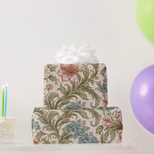 Papier Cadeau Motif floral de jardin à volutes douces