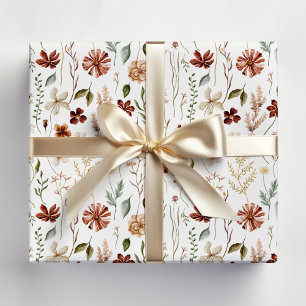 Papier Cadeau Motif floral de jardin de fleurs sauvages automnal