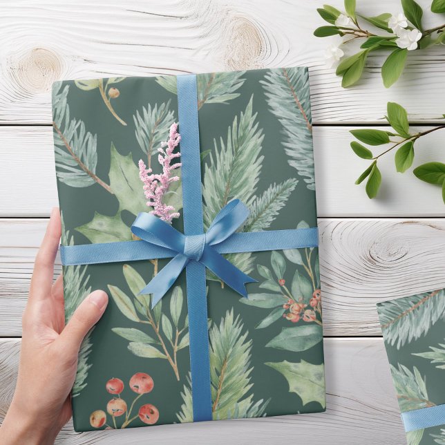 Papier Cadeau Motif floral de Noël moderne (Créateur téléchargé)
