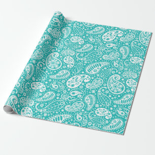 Papier Cadeau Motif floral de Paisely d'Aqua