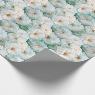 Papier Cadeau Motif floral de roses blancs