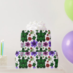 Papier Cadeau Motif floral de tortues