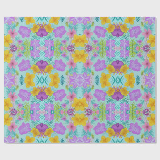 Papier Cadeau Motif floral d'été tropical - Hibiscus lumineux