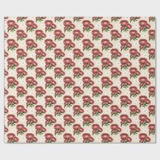Papier Cadeau Motif floral élégant de pavot de Bourgogne et de m