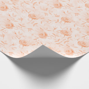 Papier Cadeau Motif Floral Elegant Rose Peach
