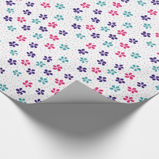 Papier Cadeau Motif floral Fleurs et Points