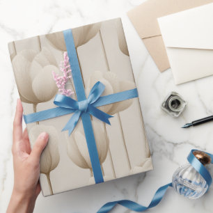 Papier Cadeau Motif floral ivoire tulipe neutre moderne