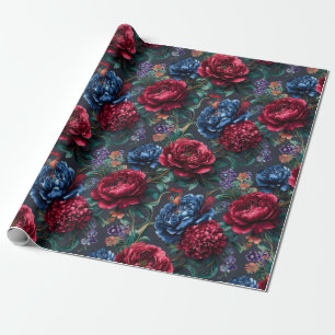 Papier Cadeau Motif floral moderne aux tons de bijoux