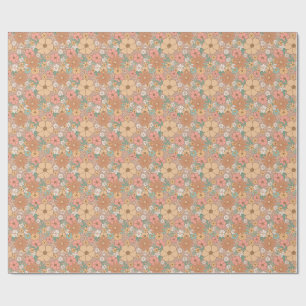 Papier Cadeau Motif floral pastel chaud avec charme vintage
