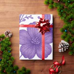Papier Cadeau motif floral pourpre
