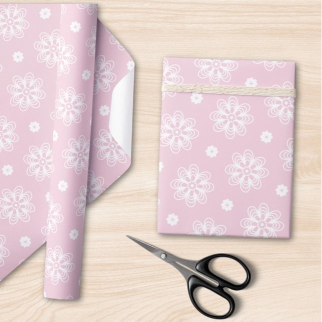 Papier Cadeau Motif Floral Rose Et Blanc (Créateur téléchargé)