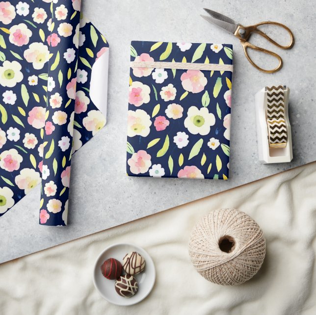 Papier Cadeau Motif floral rose et jaune (Artisanat)