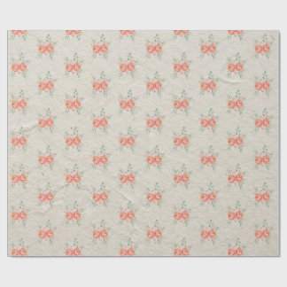 Papier Cadeau Motif floral rose gold et rose corail