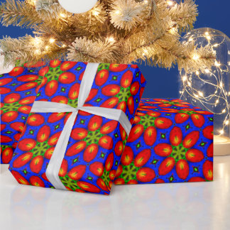 Papier Cadeau Motif Floral Rouge mou