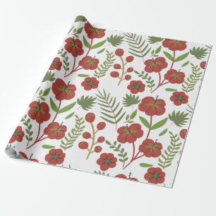 Papier Cadeau Motif floral rouge sans couture sur arrière - plan