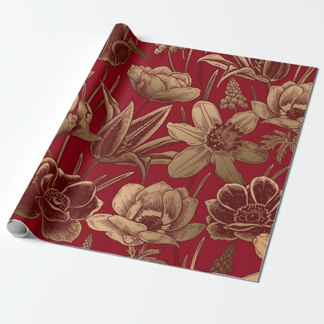 Papier Cadeau Motif floral sans soudure. arrière - plan de print (Déroulé)