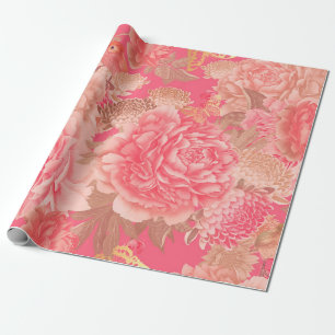 Papier Cadeau Motif floral sans soudure. Jardin fleurs peoni ros