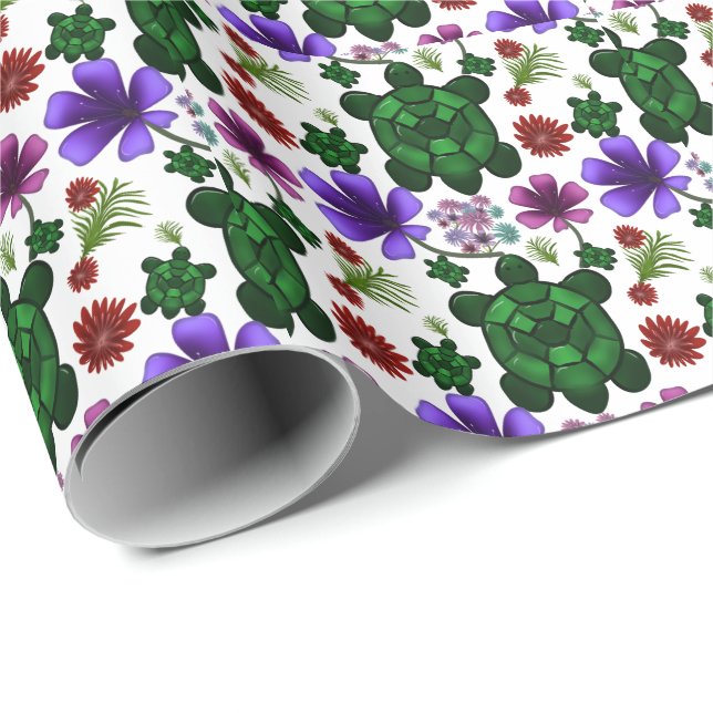 Papier Cadeau Motif floral tortue (Coin rond)