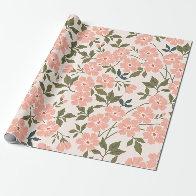 Papier Cadeau Motif floral vintage et tendance. Nb (Déroulé)