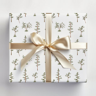 Papier Cadeau Motif forestier de la forêt d'arbres verts