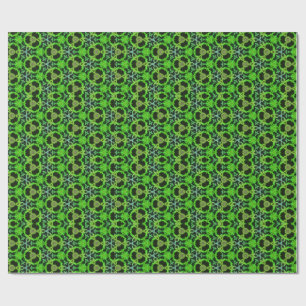 Papier Cadeau Motif fractal kaléidoscope vert et noir