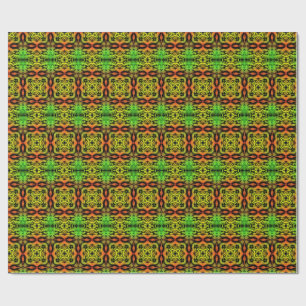 Papier Cadeau Motif fractal kaléidoscopique vert et noir