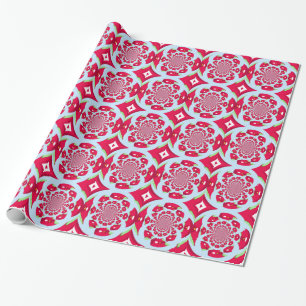 Papier Cadeau Motif fractal rouge et vert