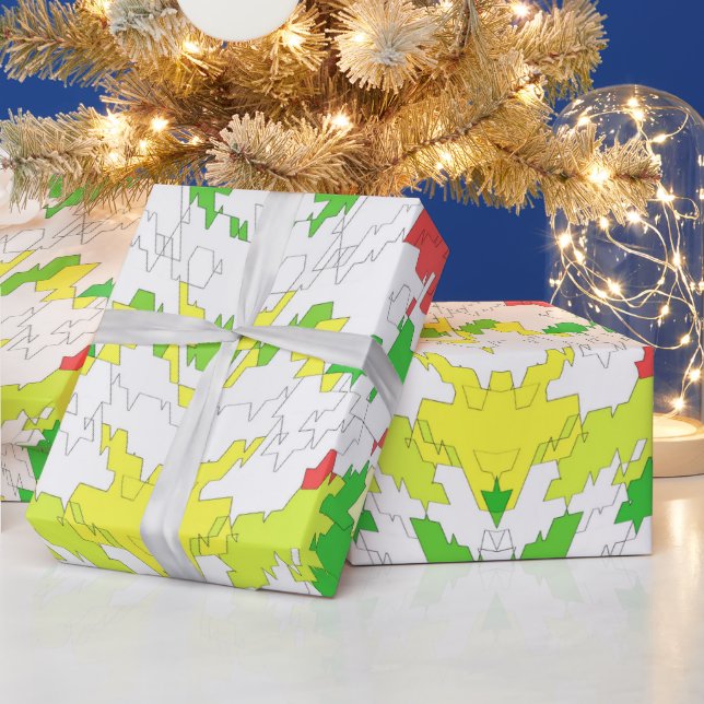 Papier Cadeau ~ Motif fractal Rouge Vert Jaune ~ Noël ~ (Vacances)