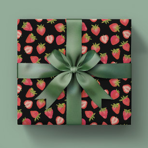 Papier Cadeau Motif Fraise d'Été