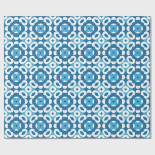 Papier Cadeau Motif géométrique Abstrait bleu et blanc