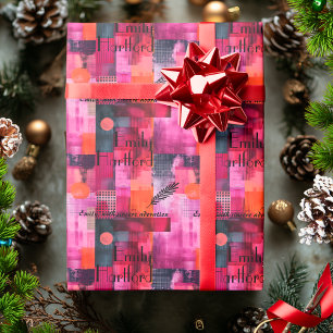 Papier Cadeau Motif géométrique abstrait de typographie moderne 