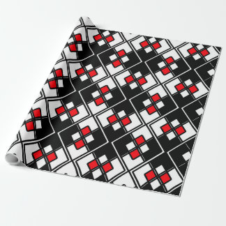 Papier Cadeau motif géométrique Abstrait - rouge, noir et blanc.