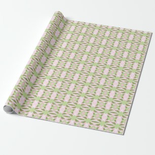Papier Cadeau Motif géométrique abstrait vert et rose pastel
