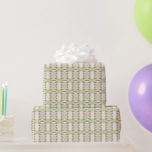 Papier Cadeau Motif géométrique abstrait vert et rose pastel