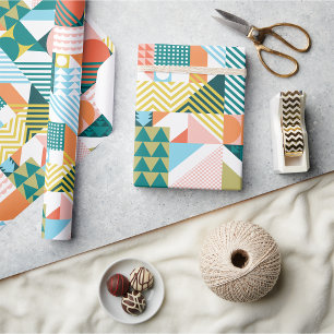 Papier Cadeau Motif géométrique Bauhaus Mosaïque scandinave