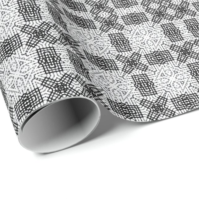 Papier Cadeau Motif géométrique blanc et noir (Coin rond)