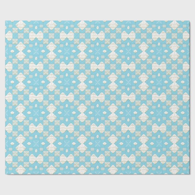 Papier Cadeau Motif géométrique bleu et blanc (Couture)